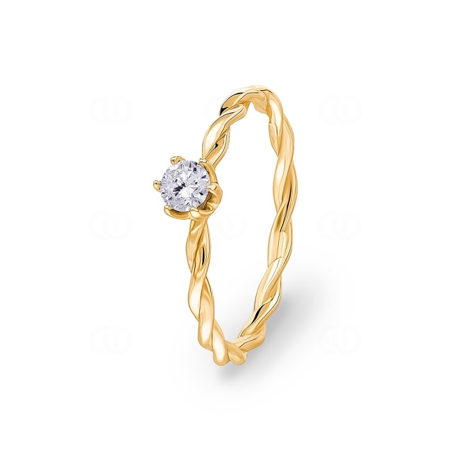 Bague de fiançailles or jaune 750/18 ct avec diamant 0.23 ct H/si Bague de fiançailles or jaune 750/18 ct avec diamant 0.23 ct H/si - CG002