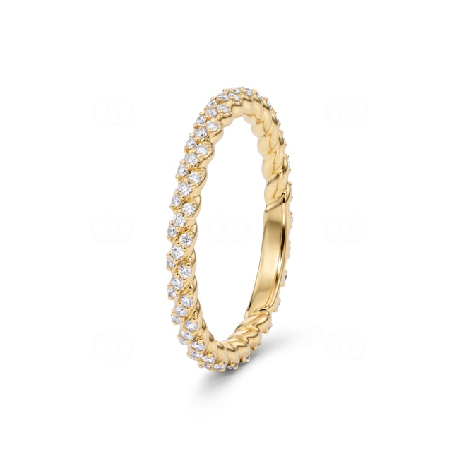 Twisted Rope Ring 750/18 K Yellow Gold with Diamonds 0.36 ct - RI-73583-GG