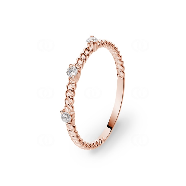 Kordelring 750/18 K Roségold mit Diamanten 0.10 ct H/si - RI-73076-RG
