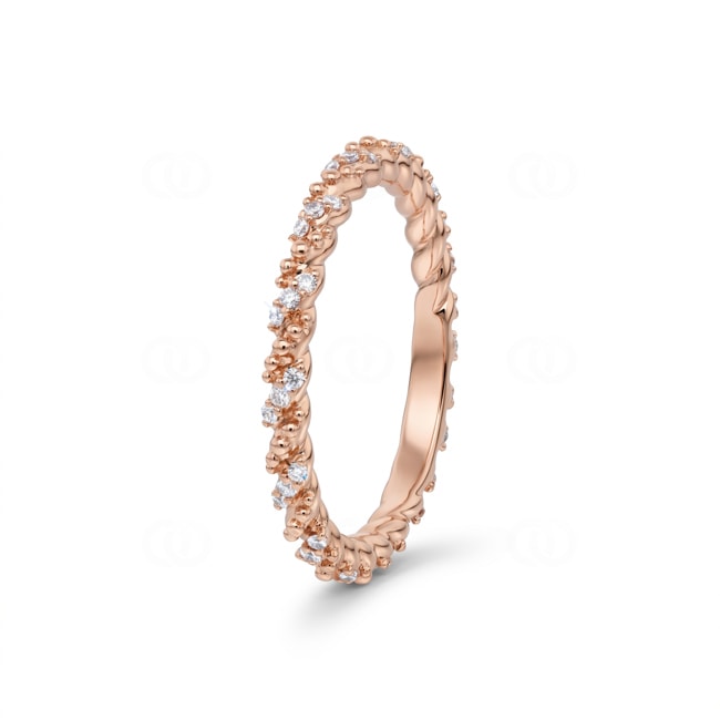 Kordelring 750/18 K Roségold mit Diamanten 0.18 ct - RI-73584-RG