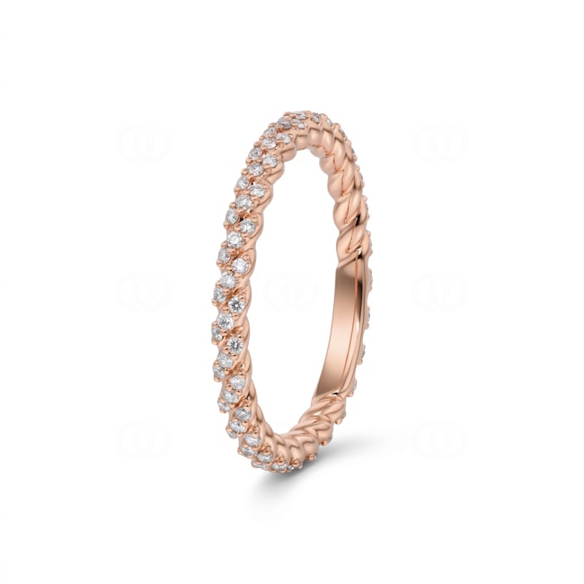 Twisted Rope Ring 750/18 K Rose Gold with Diamonds 0.36 ct - RI-73583-RG
