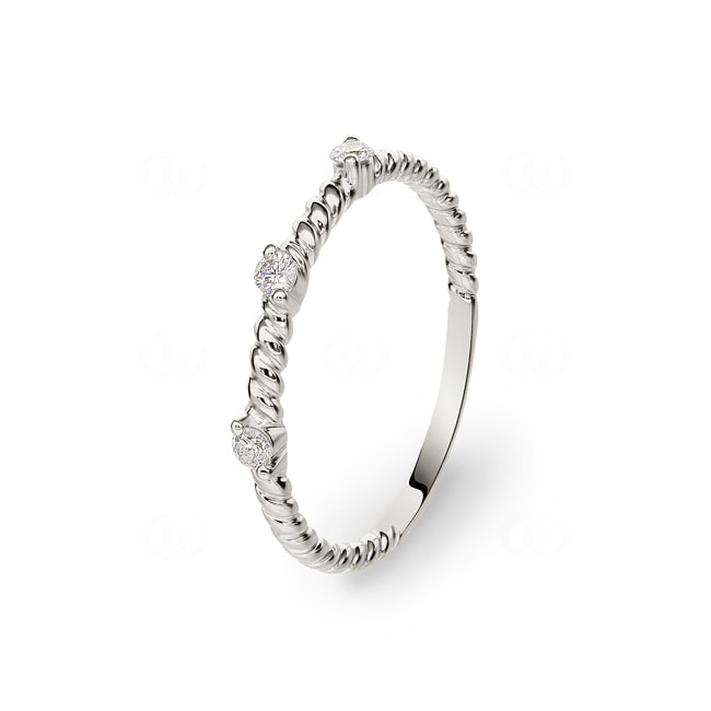 Rope Ring 750/18 K White Gold with Diamonds 0.10 ct H/si - RI-73076-WG
