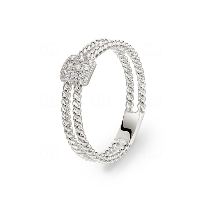 Rope Ring 750/18 K White Gold with Diamonds 0.12 ct H/si - RI-50048-WG
