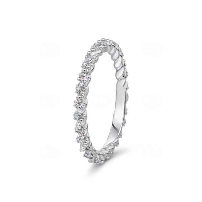 Kordelring 750/18 K Weissgold mit Diamanten 0.18 ct - RI-73584-WG
