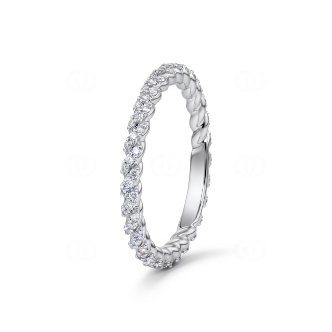 Twisted Rope Ring 750/18 K White Gold with Diamonds 0.36 ct - RI-73583-WG