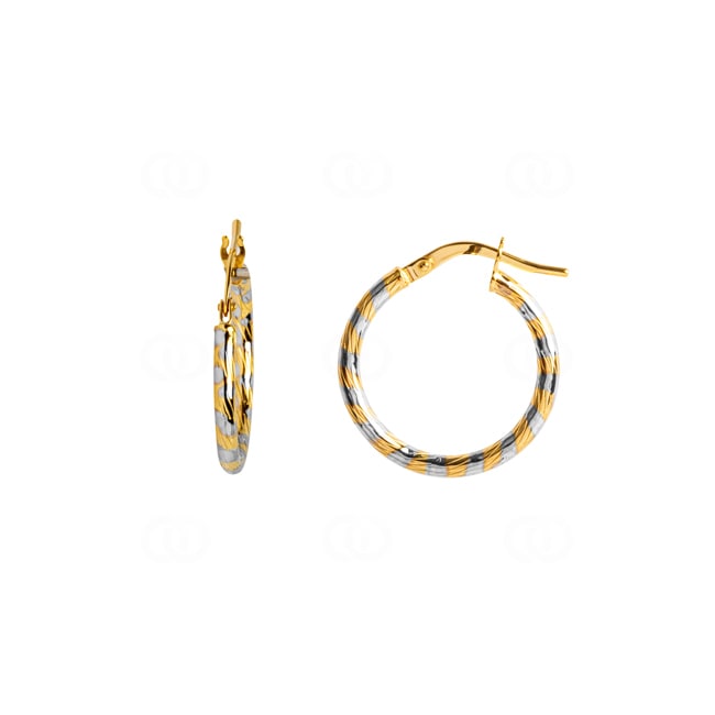 Créoles or bicolore 750/18 ct 2mm Ø 15mm - 3539.2G