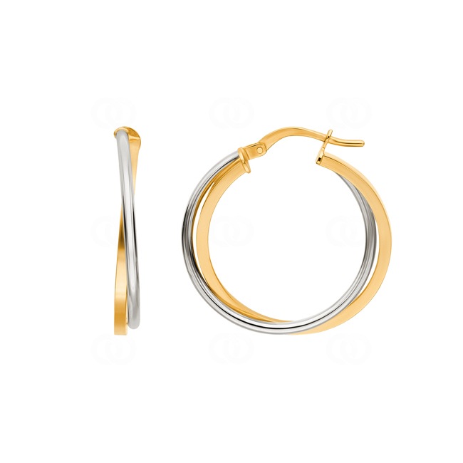 Hoop Earrings 750/18 K Yellow and White Gold Ø 24mm - 3538.4G