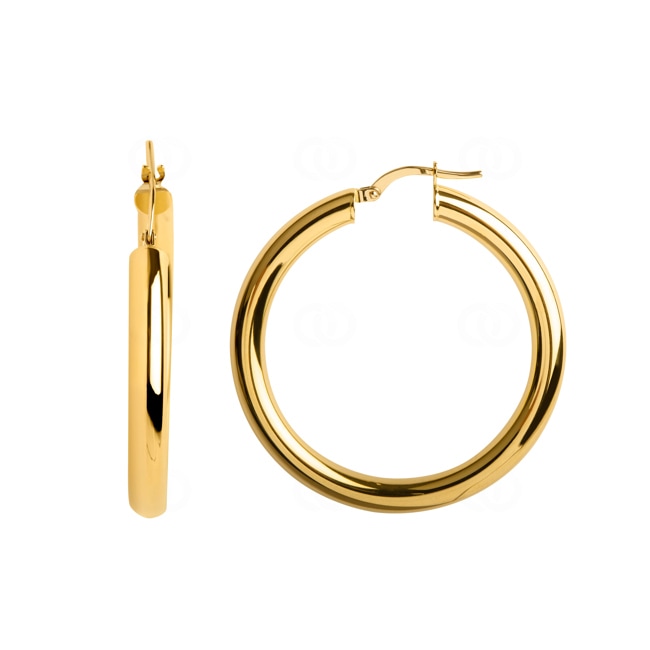Hoop Earrings 750/18 K Yellow Gold 4mm Ø 30mm - 2509