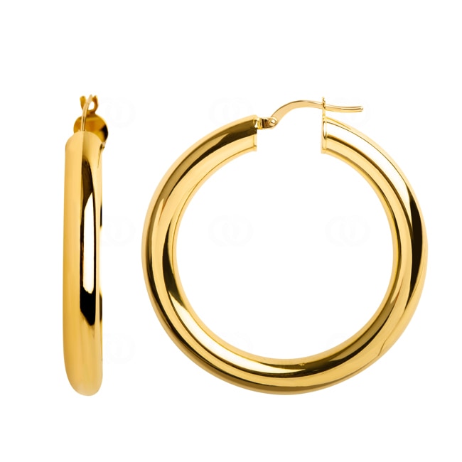 Hoop Earrings 750/18 K Yellow Gold 5mm Ø 30mm - 2540