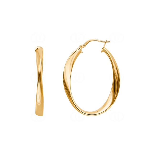 Hoop Earrings 750/18 K Yellow Gold Fantasy 26 x 33mm - 2685.2