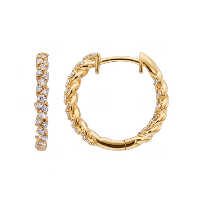 Twisted Hoop Earrings 750/18 K Yellow Gold with Diamonds 0.31 ct - OR-73820-GG