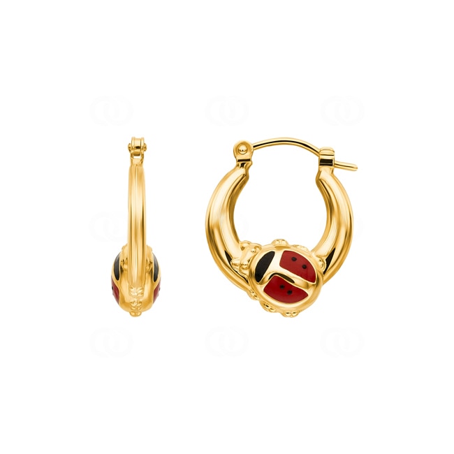 Hoop Earrings 750/18 K Yellow Gold, Ladybird - 1164.03107/0151