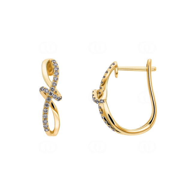 Créoles or jaune 750/18 ct avec diamants 0.16 ct H/si - OR-73412-GG