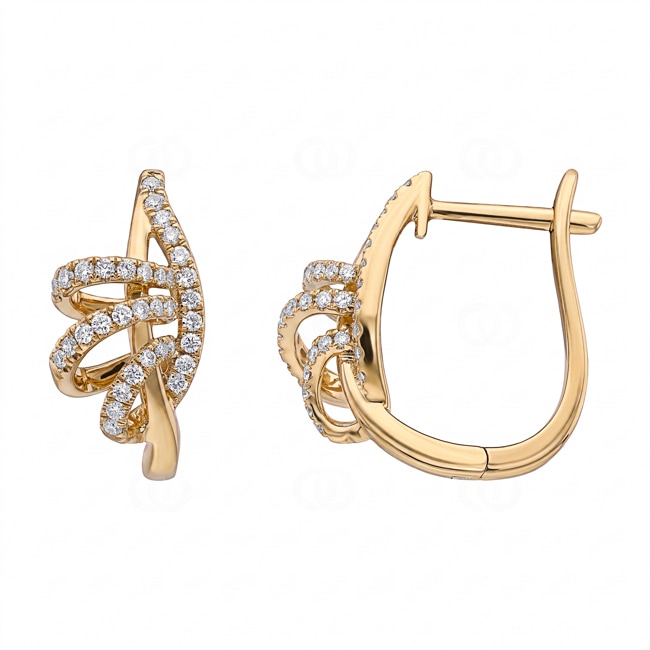 Créoles or jaune 750/18 ct avec diamants 0.26 ct - OR-73786-GG