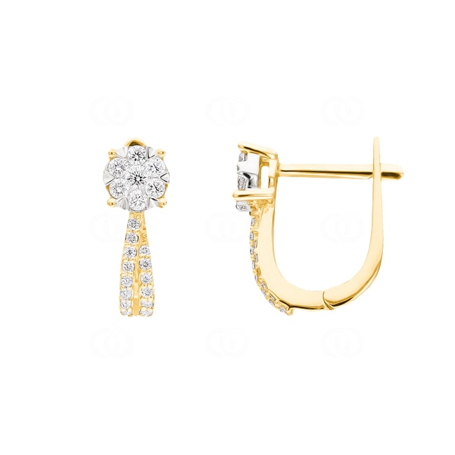 Hoop Earrings 750/18 K Yellow Gold with Diamonds 0.40 ct H/si - OR-54562-GG