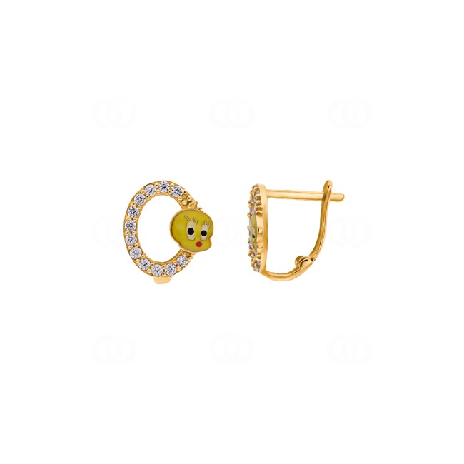 Kreolen 750/18 K Gelbgold mit Lack & Zirkonia - 17657