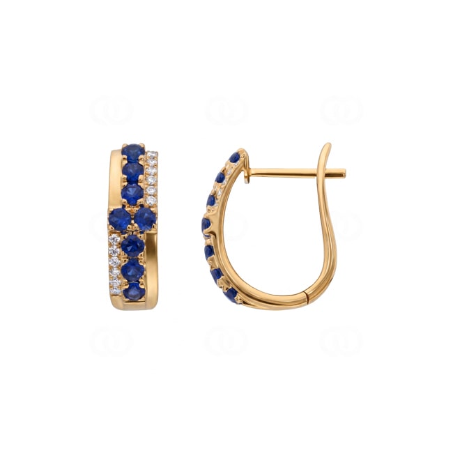 Kreolen 750/18 K Gelbgold mit Saphiren & Diamanten 0.11 ct - OR-73754-SAF-GG