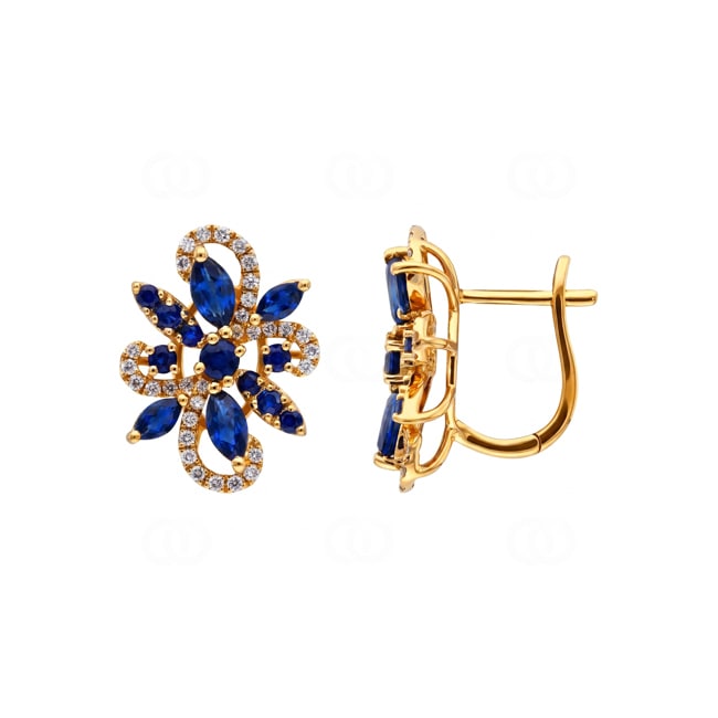 Kreolen 750/18 K Gelbgold mit Saphiren & Diamanten 0.29 ct - OR-73774-SAF-GG