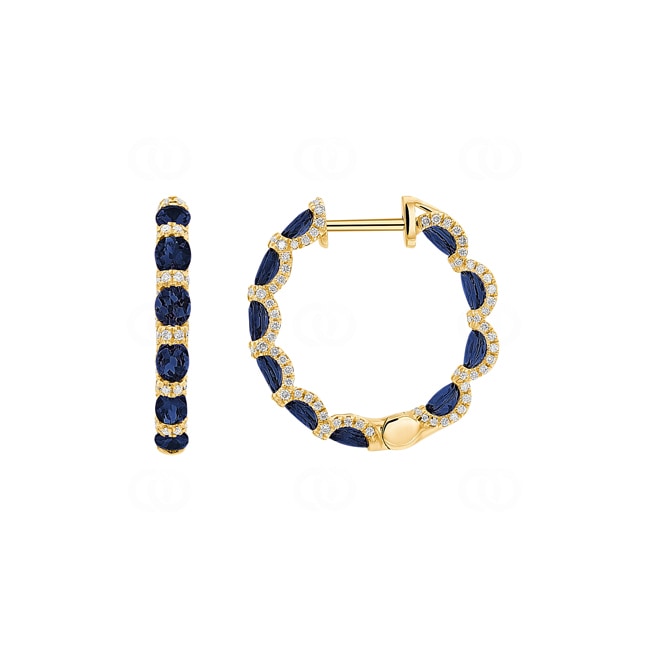 Kreolen 750/18 K Gelbgold mit Saphiren & Diamanten 0.67 ct H/si Kreolen 750/18 K Gelbgold mit Saphiren & Diamanten 0.67 ct H/si - OR-118353-SAF-GG