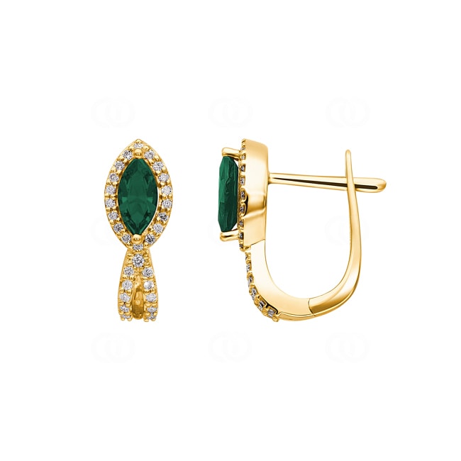 Kreolen 750/18 K Gelbgold mit Smaragden und Diamanten 0.24 ct H/si - OR-53962-SMA-GG