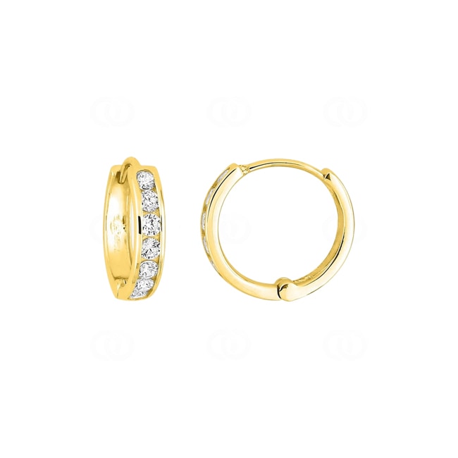 Créoles or jaune 750/18 ct avec zircones - 8100.2Z