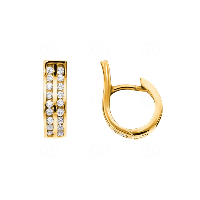 Hoop Earrings 750/18 K Yellow Gold with Cubic Zirconia - POP0878-102/1GG