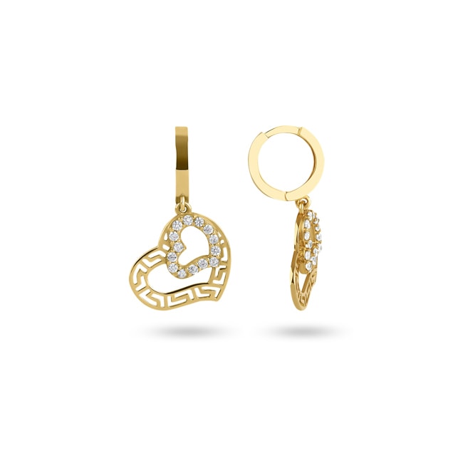 Hoop Earrings 750/18 K Yellow Gold with Cubic Zirconia - EE0358-01