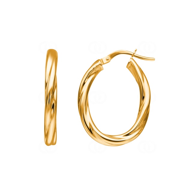 Hoop Earrings 750/18 K Yellow Gold oval 19 x 27mm - 5511.3
