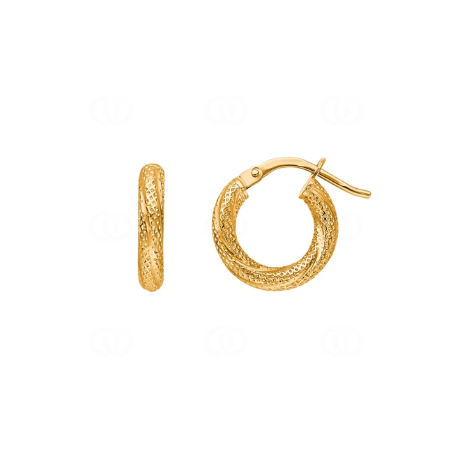 Hoop Earrings 750/18 K Yellow Gold piqued 2.5mm Ø 10mm - 2671.3