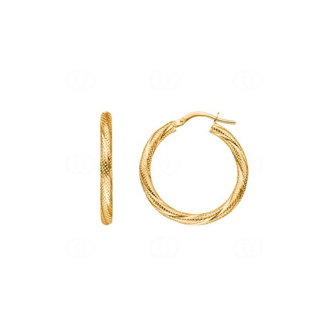 Hoop Earrings 750/18 K Yellow Gold piqued 2.5mm Ø 15mm - 2671.4