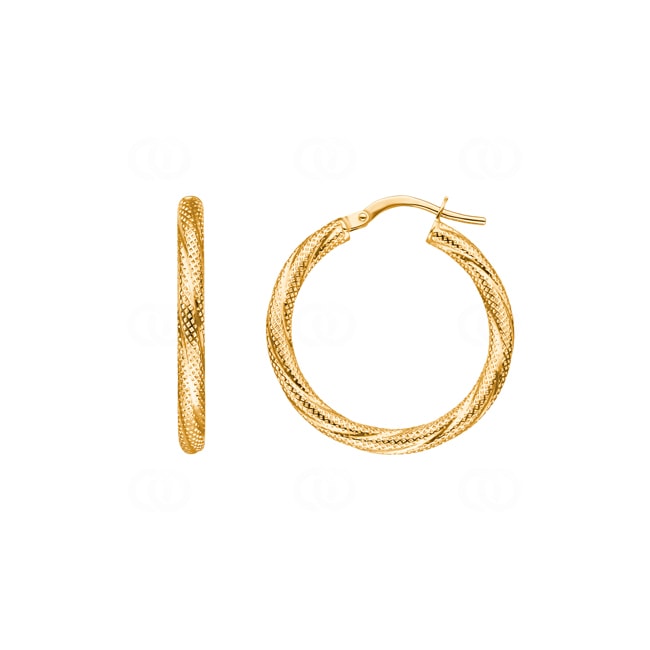 Hoop Earrings 750/18 K Yellow Gold piqued 2.5mm Ø 20mm - 2671.5