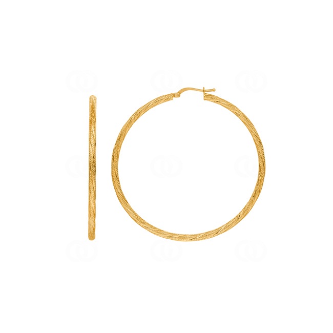Hoop Earrings 750/18 K Yellow Gold piqued 2.5mm Ø 25mm - 2671.6