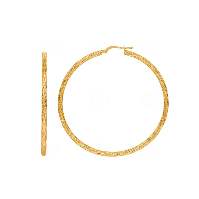 Hoop Earrings 750/18 K Yellow Gold piqued 2.5mm Ø 35mm - 2671.8