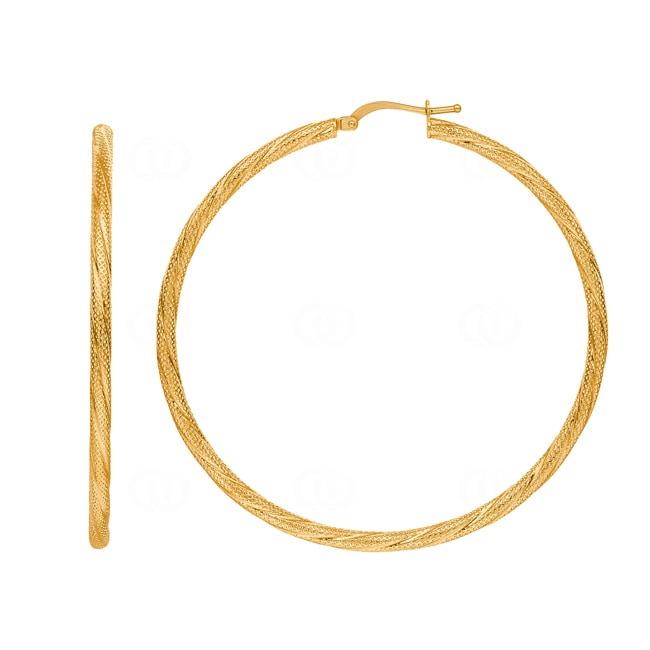 Hoop Earrings 750/18 K Yellow Gold piqued 2.5mm Ø 50mm - 2671.11