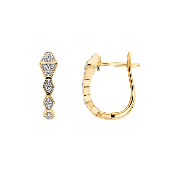 Kreolen 750/18 K Gelbgold Schlangen mit Diamanten 0.08 ct H/si - OR-73461-GG