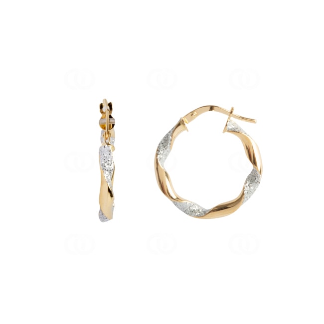 Hoop Earrings 750/18 K Yellow Gold and diamondized Ø 15mm - 3641G