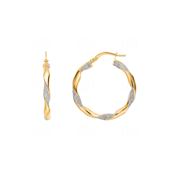 Hoop Earrings 750/18 K Yellow Gold and diamondized Ø 20mm - 3642G