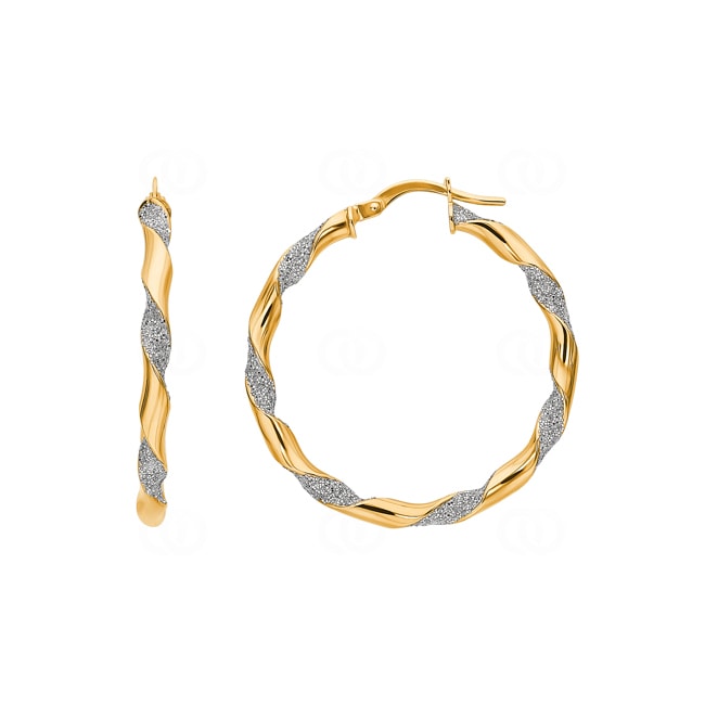 Hoop Earrings 750/18 K Yellow Gold and diamondized Ø 25mm - 3643G
