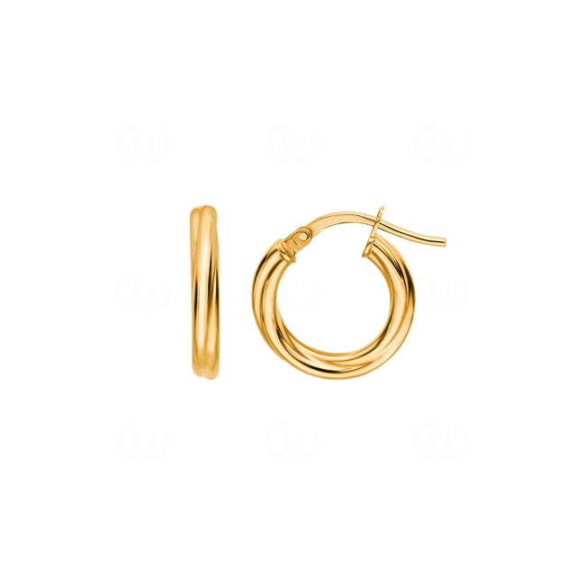 Hoop Earrings 750/18 K Yellow Gold twisted 2.5mm Ø 10mm - 2527.2