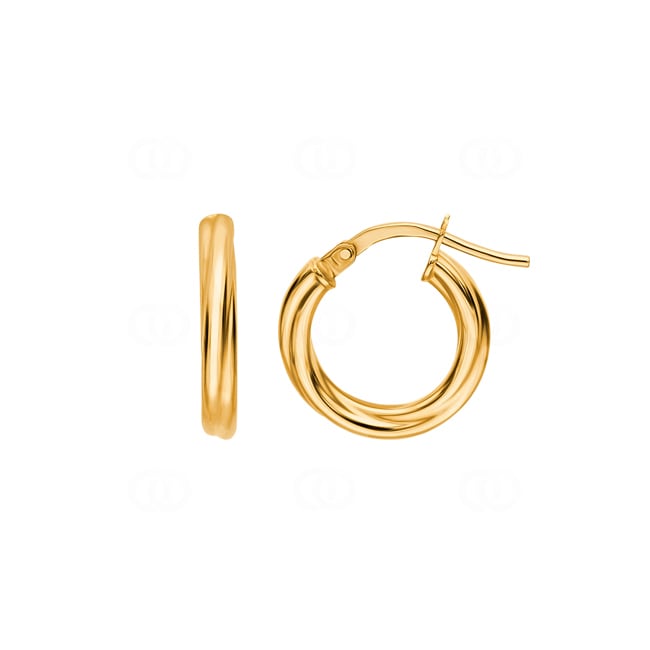 Hoop Earrings 750/18 K Yellow Gold twisted 2.5mm Ø 15mm - 2527.3