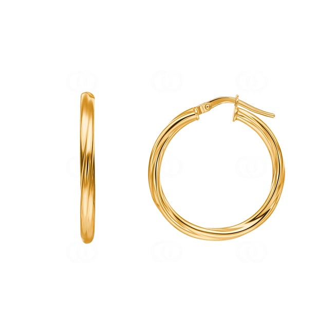 Hoop Earrings 750/18 K Yellow Gold twisted 2.5mm Ø 25mm - 2527.5