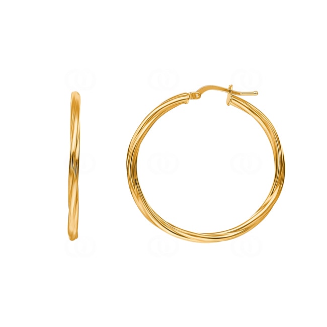 Hoop Earrings 750/18 K Yellow Gold twisted 2.5mm Ø 30mm - 2527.6