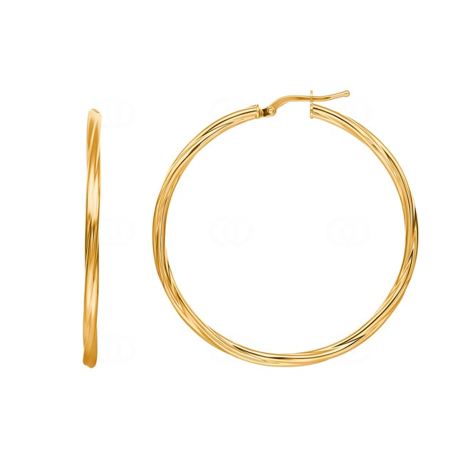 Hoop Earrings 750/18 K Yellow Gold twisted 2.5mm Ø 40mm - 2527.8