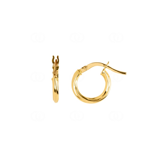 Hoop Earrings 750/18 K Yellow Gold twisted 2mm Ø 10mm - 2669.3