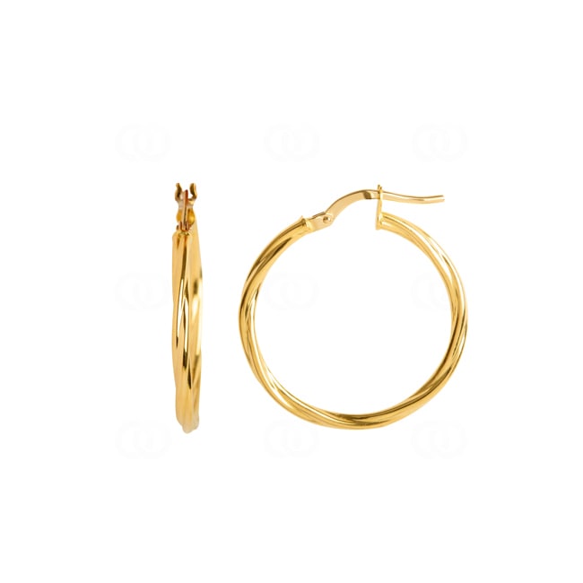 Hoop Earrings 750/18 K Yellow Gold twisted 2mm Ø 20mm - 2669.5