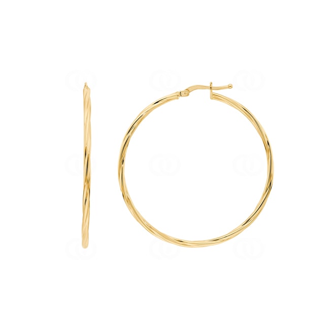 Créoles or jaune 750/18 ct torsadé 2mm Ø 30mm - 2669.7