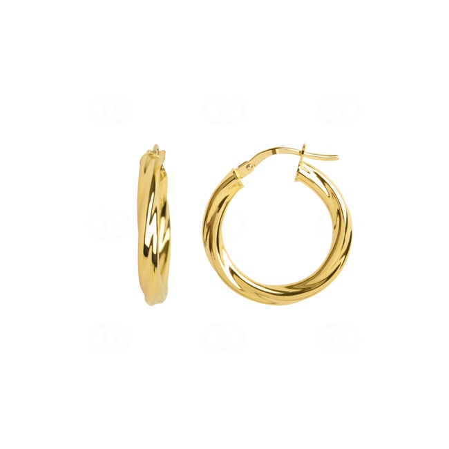 Créoles or jaune 750/18 ct torsadé 3mm Ø 15mm - 2518