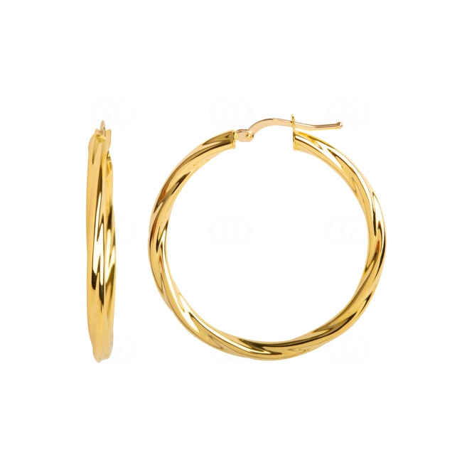 Créoles or jaune 750/18 ct torsadé 3mm Ø 25mm - 2520