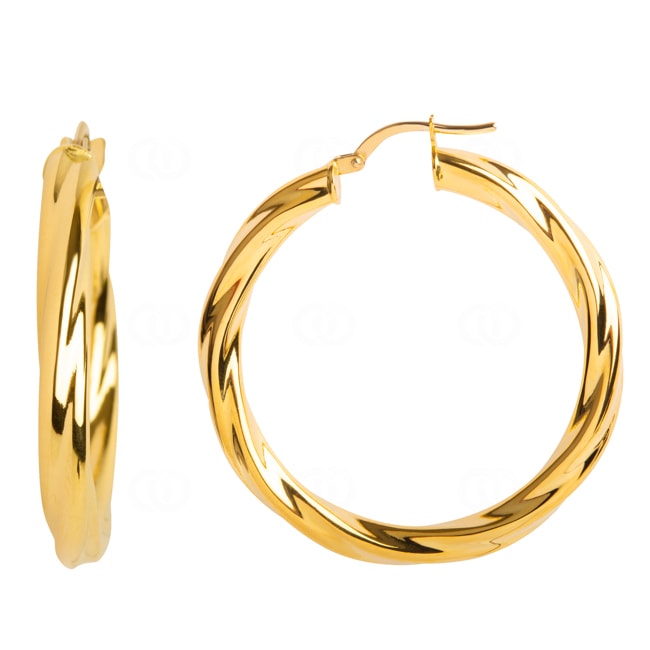 Créoles or jaune 750/18 ct torsadé 4mm Ø 40mm - 2680.10