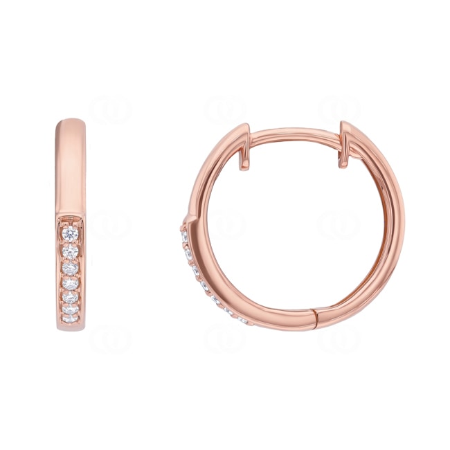 Créoles or rosé 750/18 ct avec diamants 0.07 ct - OR-73814-RG
